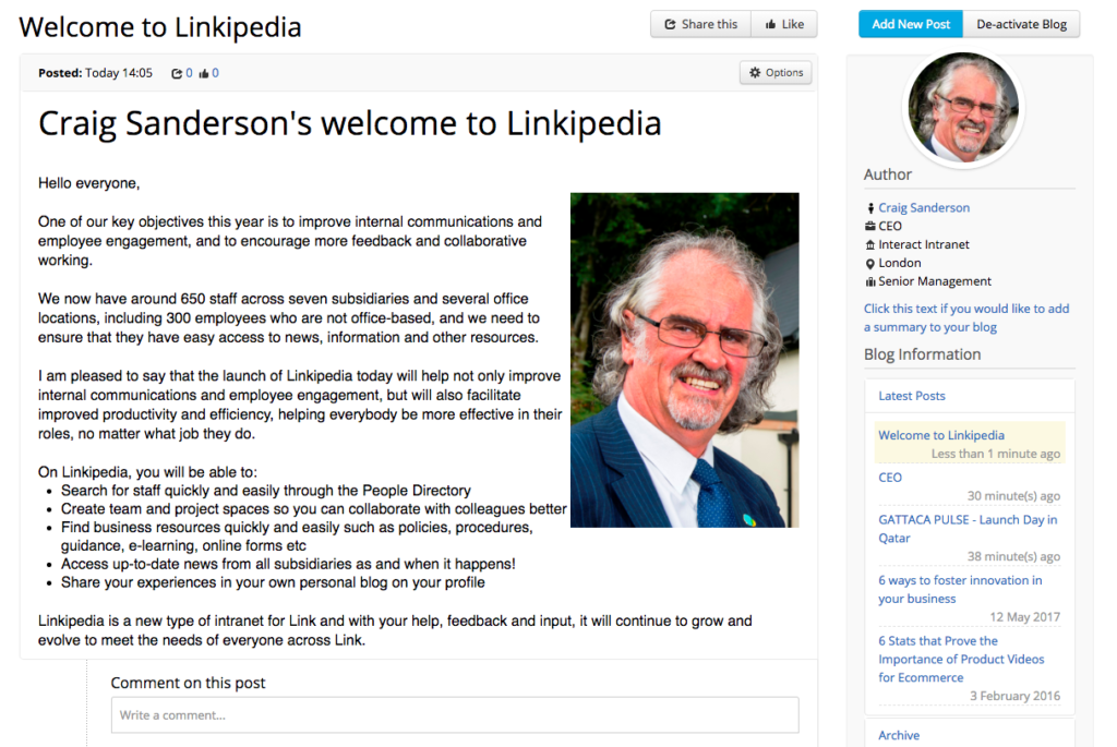 Linkipedia Craigs Welcome page