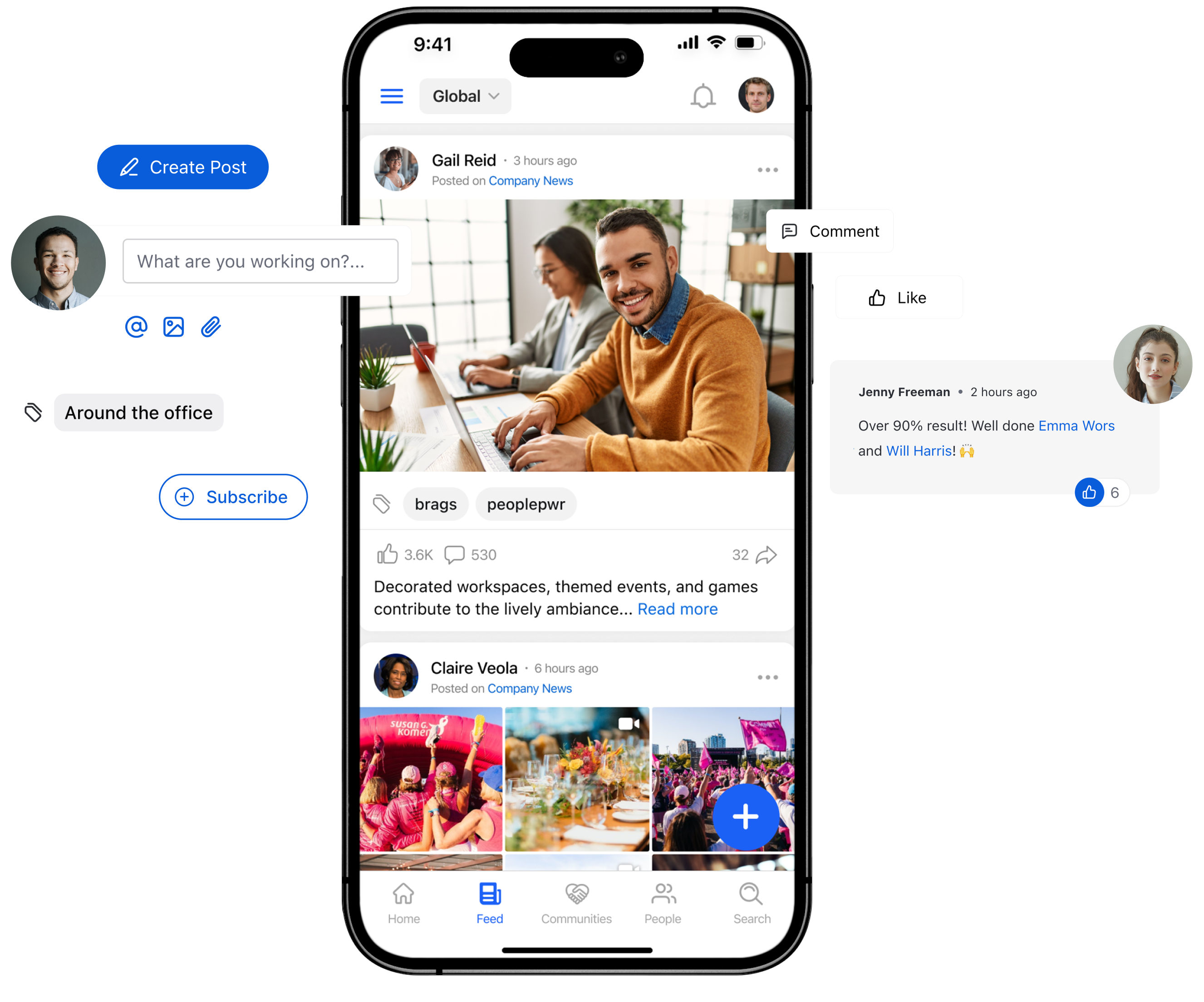 A visual of an Interact intranet mobile feed, answering what is employee engagement in the mobile-first age?